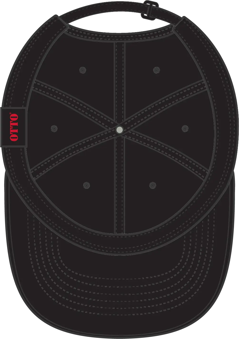 Otto 18-010 6 Panel Low Profile Baseball Cap - Black - 1/2’’ - 7 5/8’’