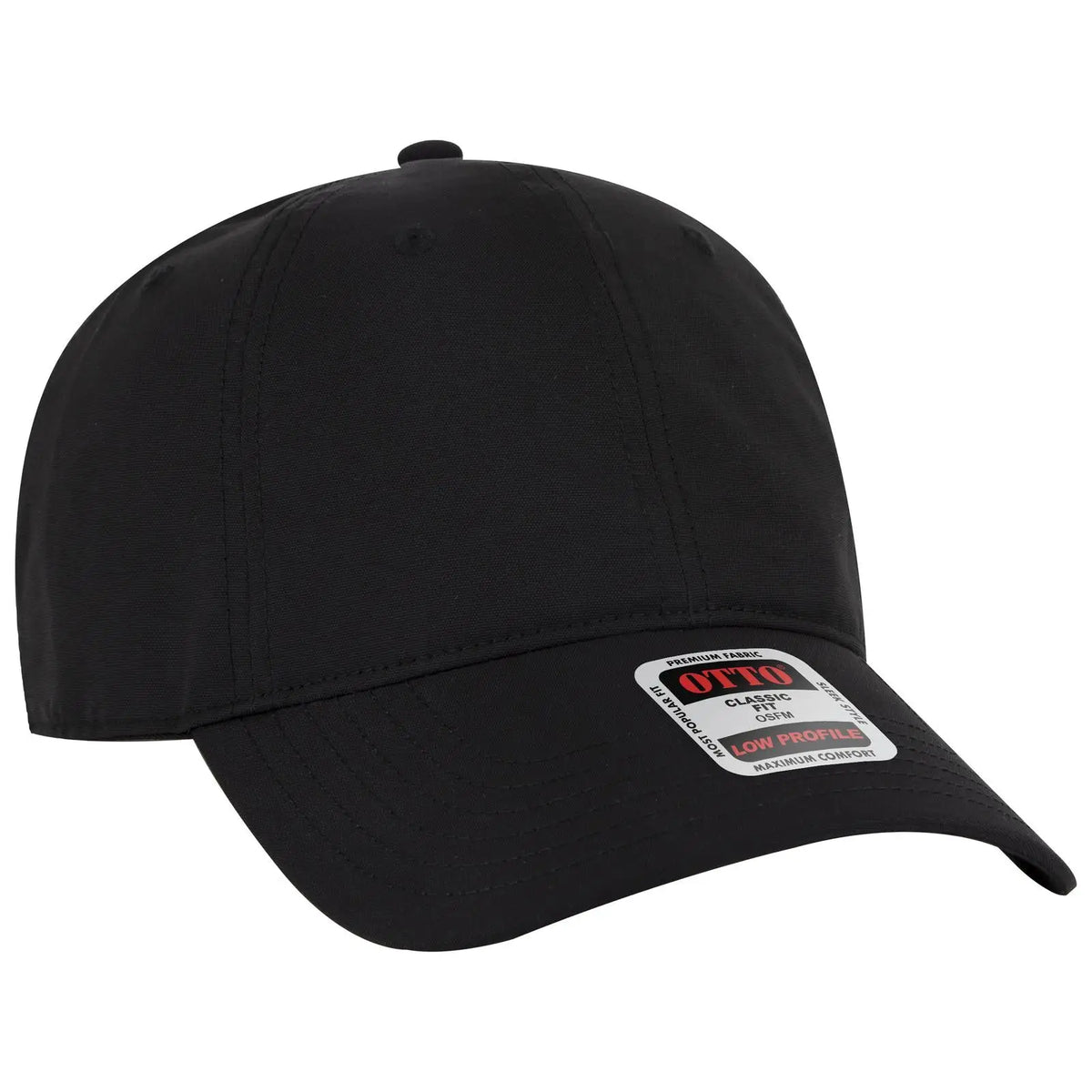 Otto 18-1 6 Panel Low Profile Baseball Cap - Black - 7 3/8’’ - 5/8’’