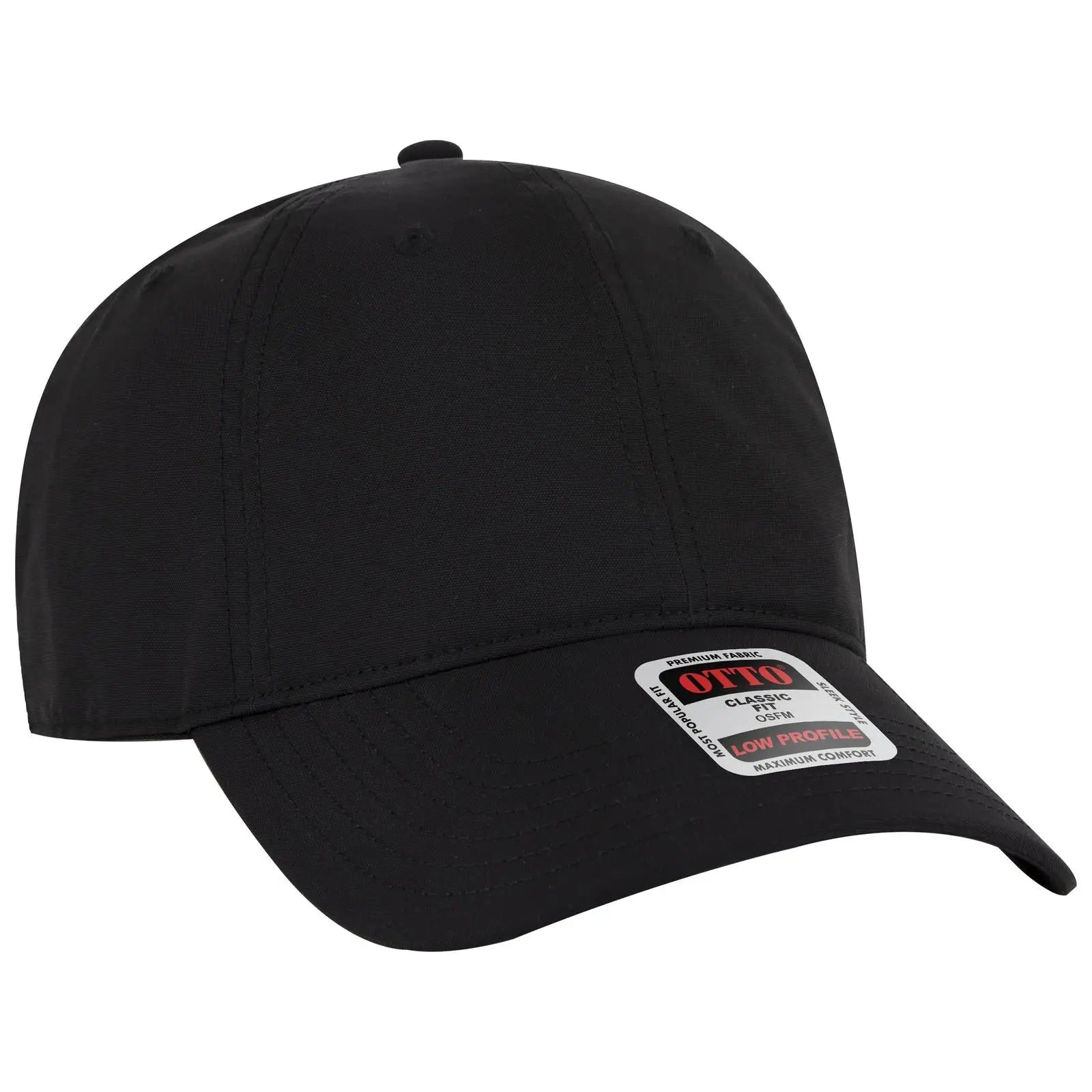 Otto 18-1 6 Panel Low Profile Baseball Cap - Black - 7 3/8’’ - 5/8’’