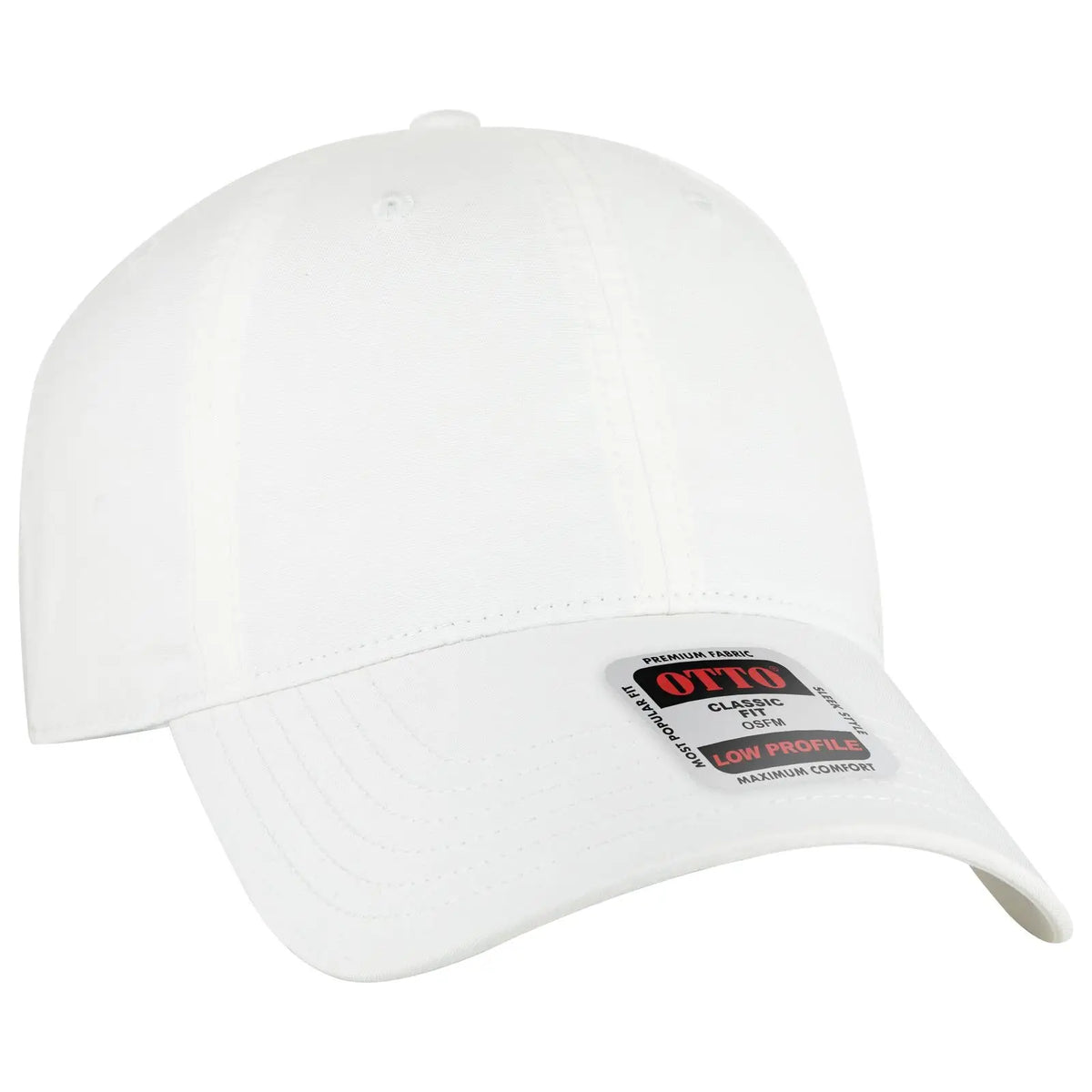 Otto 18-1 6 Panel Low Profile Baseball Cap - White - 7 3/8’’ - 5/8’’