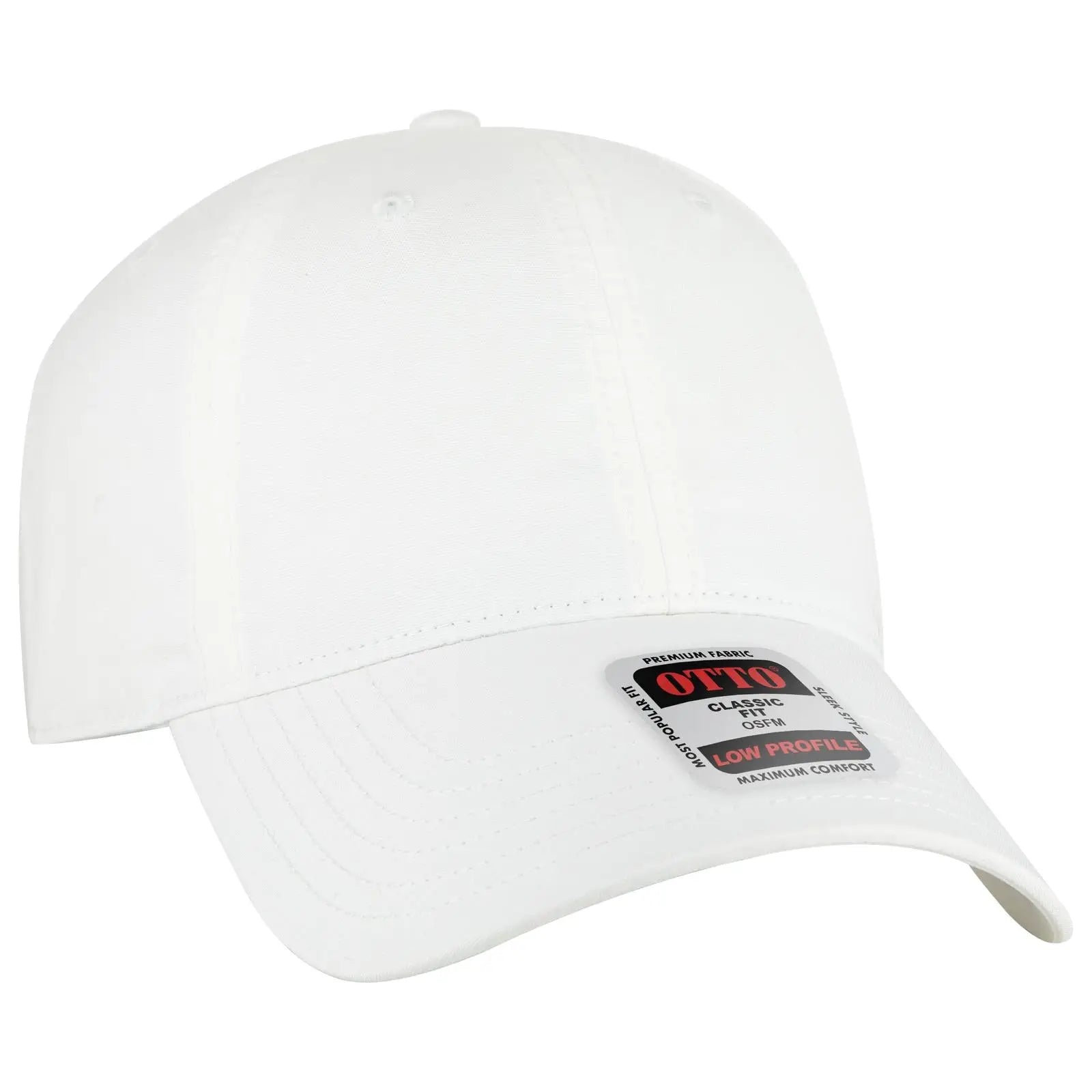 Otto 18-1 6 Panel Low Profile Baseball Cap - White - 7 3/8’’ - 5/8’’