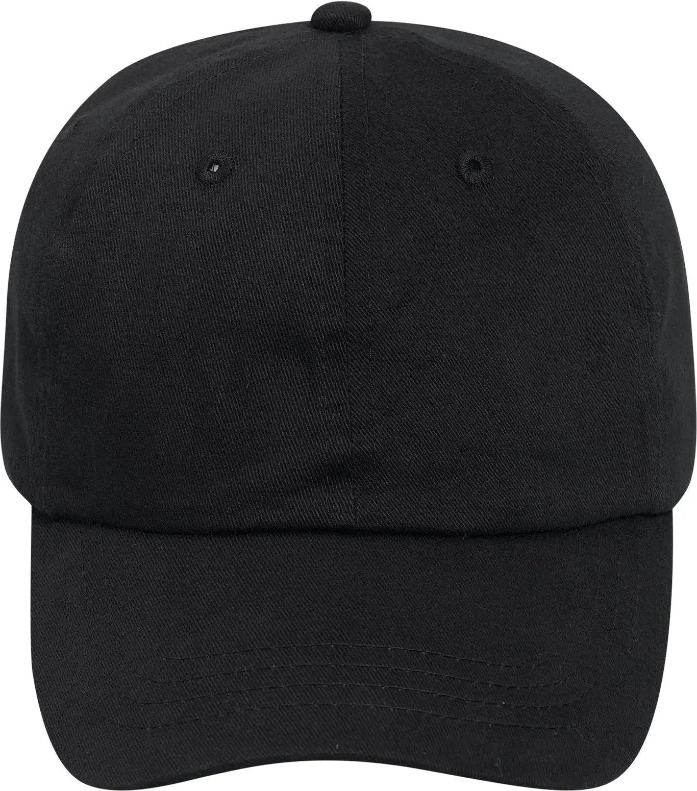 Otto 18-1108 6 Panel Low Profile Baseball Cap - Black - 1/2’’ - 7 5/8’’