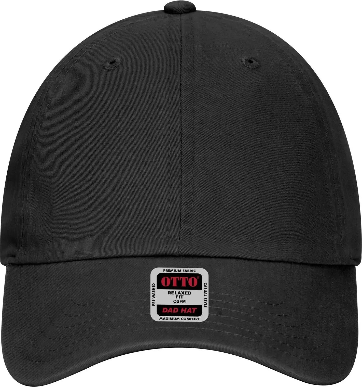 Otto 18-1219 6 Panel Low Profile Dad Cap - Black - 1/2’’ - 7 5/8’’