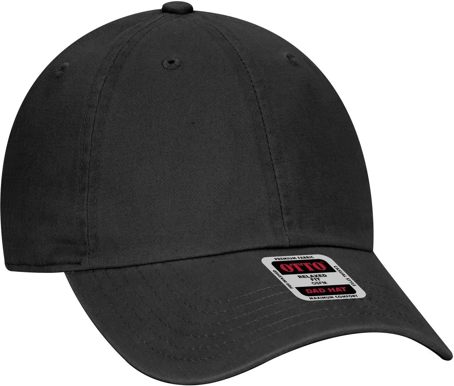 Otto 18-1219 6 Panel Low Profile Dad Cap - Black - 1/2’’ - 7 5/8’’