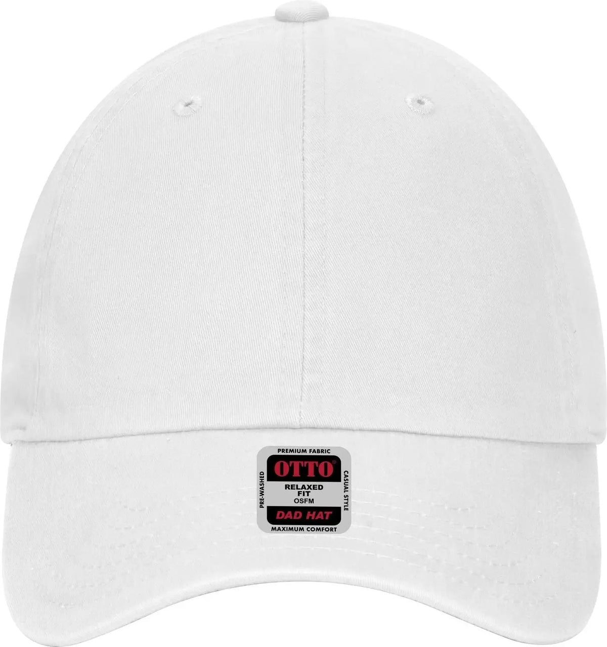 Otto 18-1219 6 Panel Low Profile Dad Cap - White - 1/2’’ - 7 5/8’’