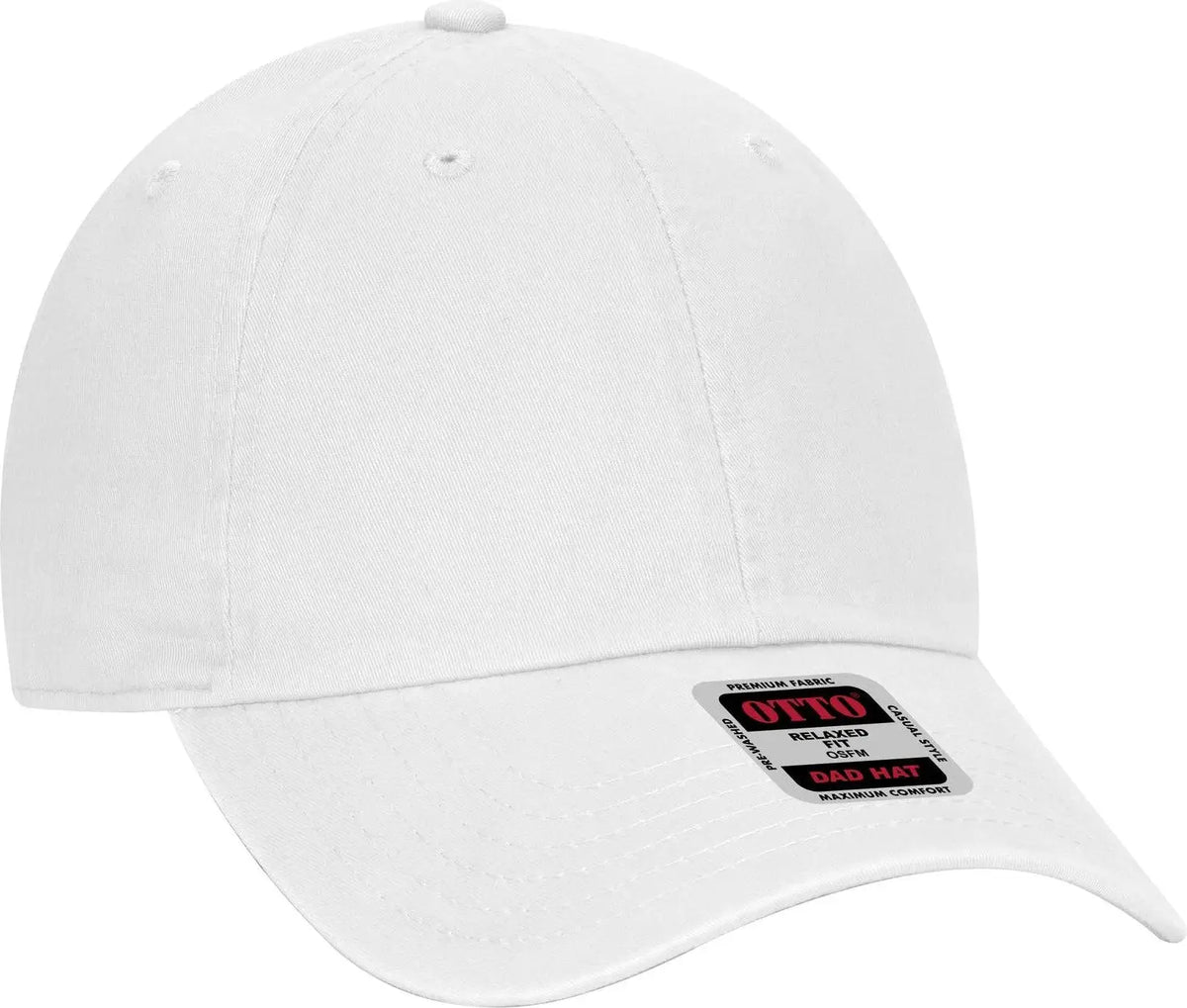 Otto 18-1219 6 Panel Low Profile Dad Cap - White - 1/2’’ - 7 5/8’’