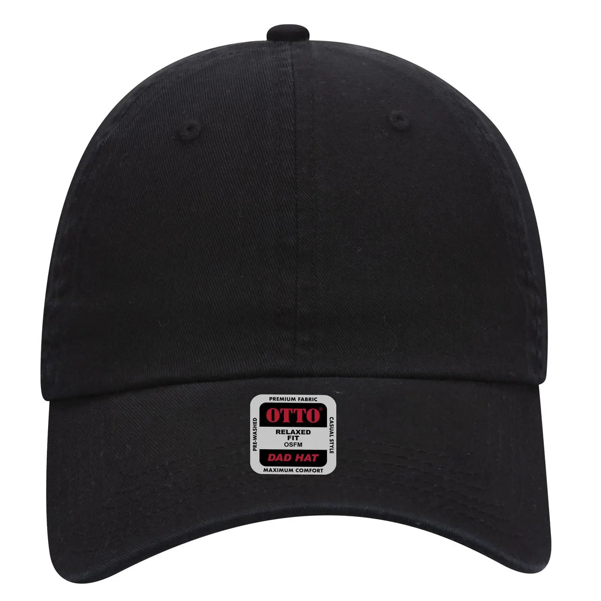 Otto 18-1225 6 Panel Low Profile Dad Cap - Black - 7 3/8’’ - 5/8’’