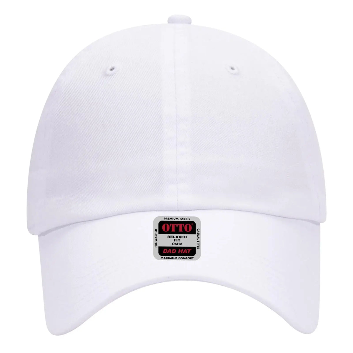 Otto 18-1225 6 Panel Low Profile Dad Cap - White - 7 3/8’’ - 5/8’’