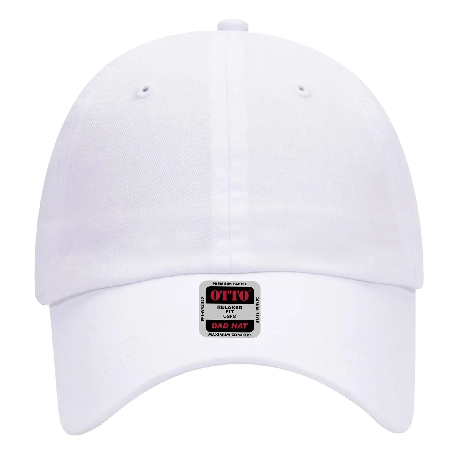 Otto 18-1225 6 Panel Low Profile Dad Cap - White - 7 3/8’’ - 5/8’’