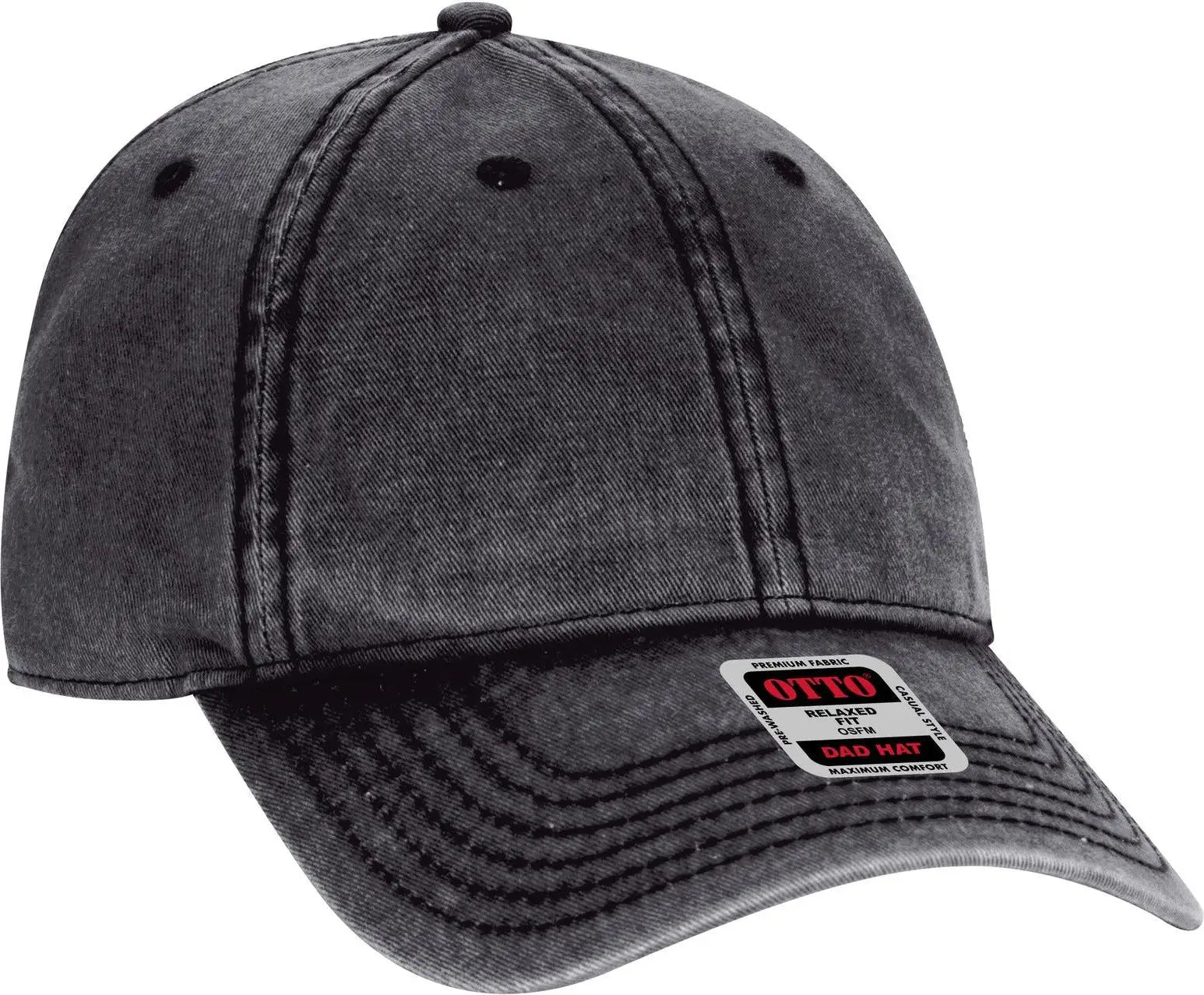 Otto 18-1248 6 Panel Low Profile Dad Cap - Black - 1/2’’ - 7 5/8’’