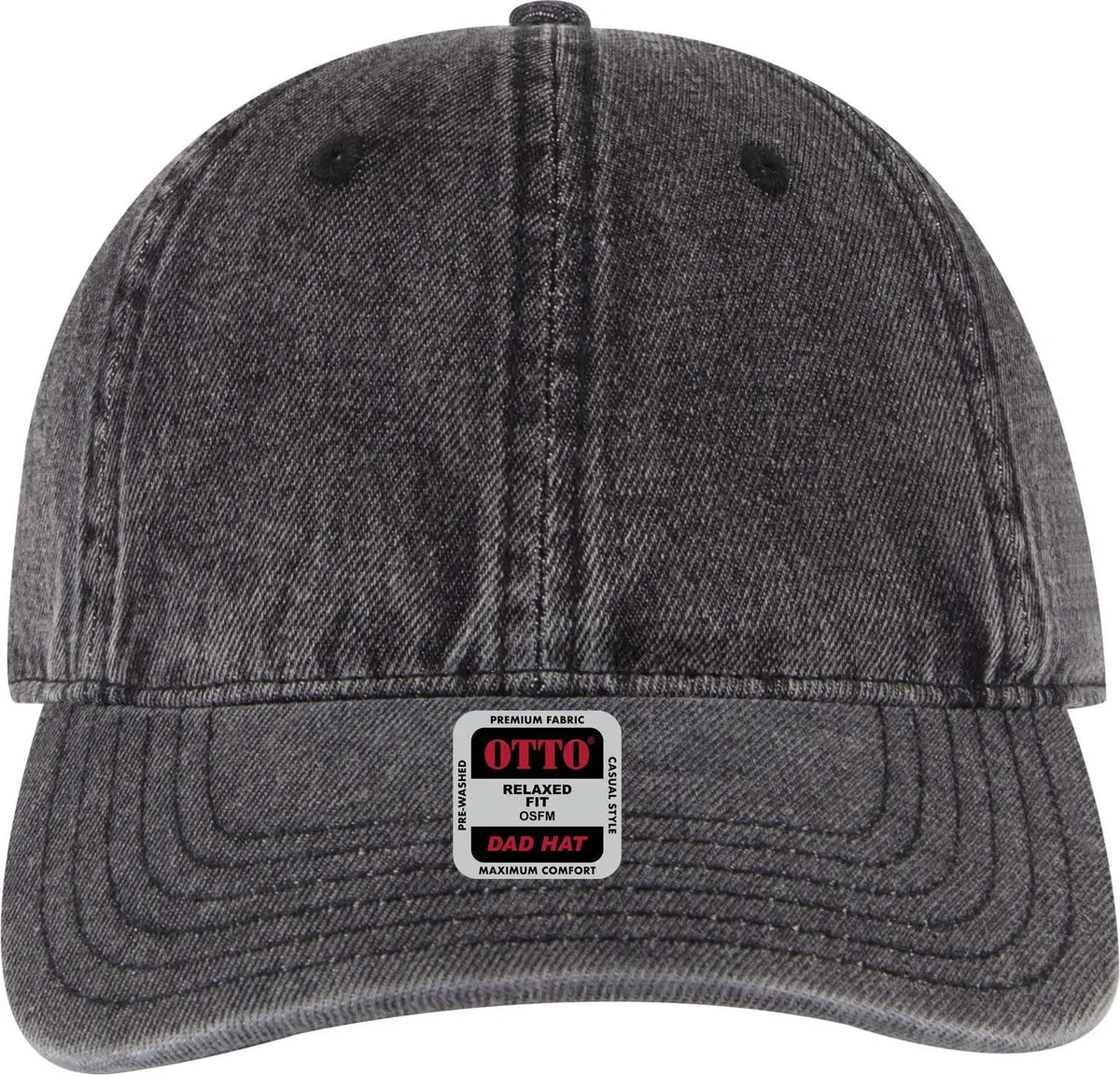 Otto 18-1248 6 Panel Low Profile Dad Cap - Deep Black - 1/2’’ - 7 5/8’’
