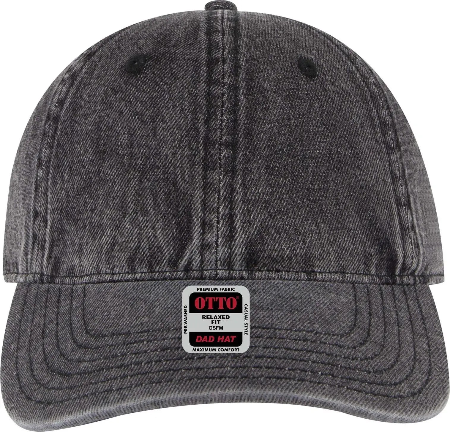 Otto 18-1248 6 Panel Low Profile Dad Cap - Deep Black - 1/2’’ - 7 5/8’’