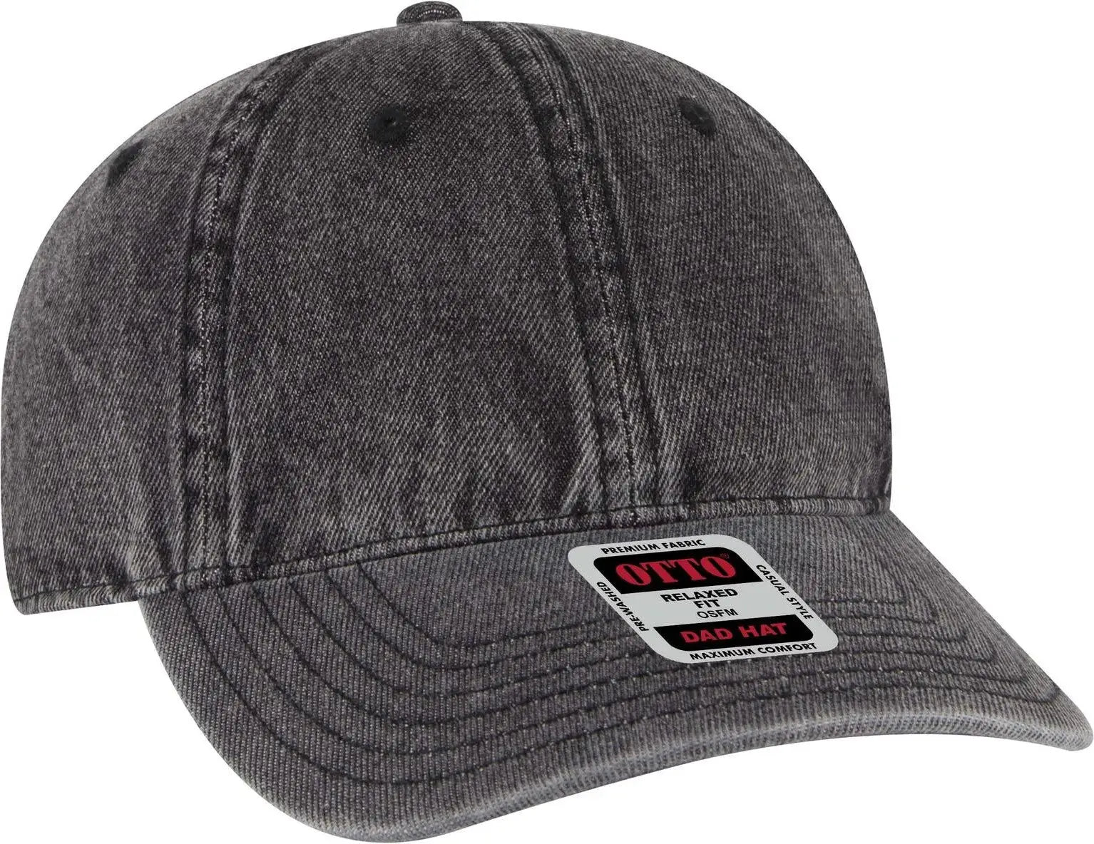 Otto 18-1248 6 Panel Low Profile Dad Cap - Deep Black - 1/2’’ - 7 5/8’’