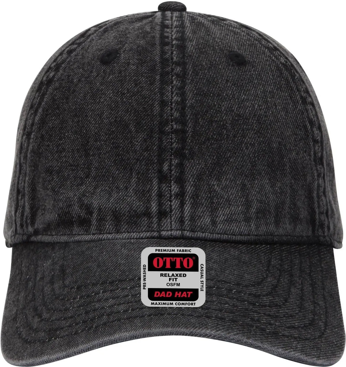Otto 18-1249 6 Panel Low Profile Dad Cap - Black - 1/2’’ - 7 5/8’’