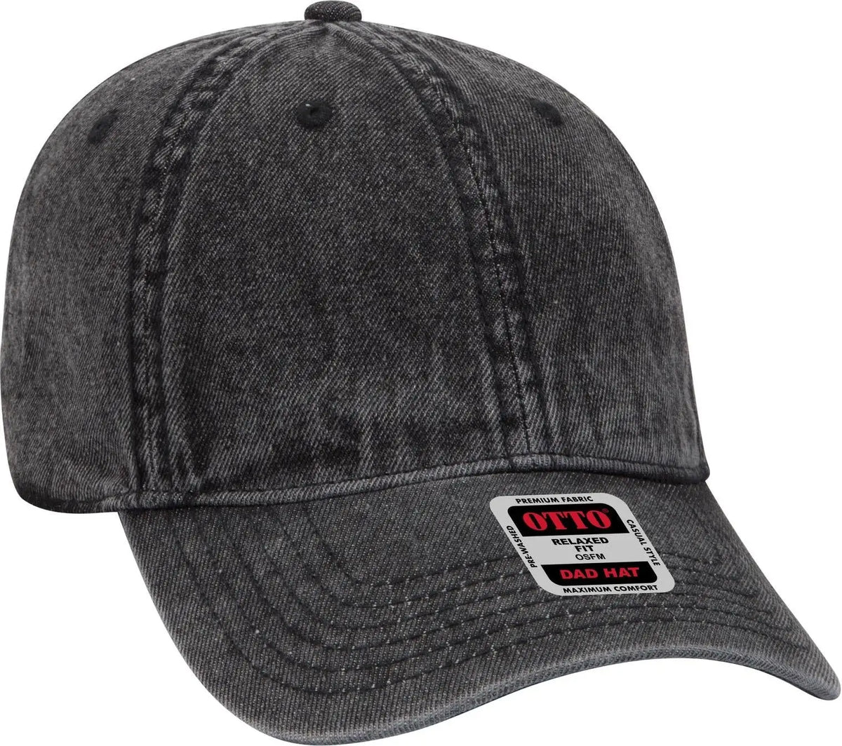 Otto 18-1249 6 Panel Low Profile Dad Cap - Black - 1/2’’ - 7 5/8’’