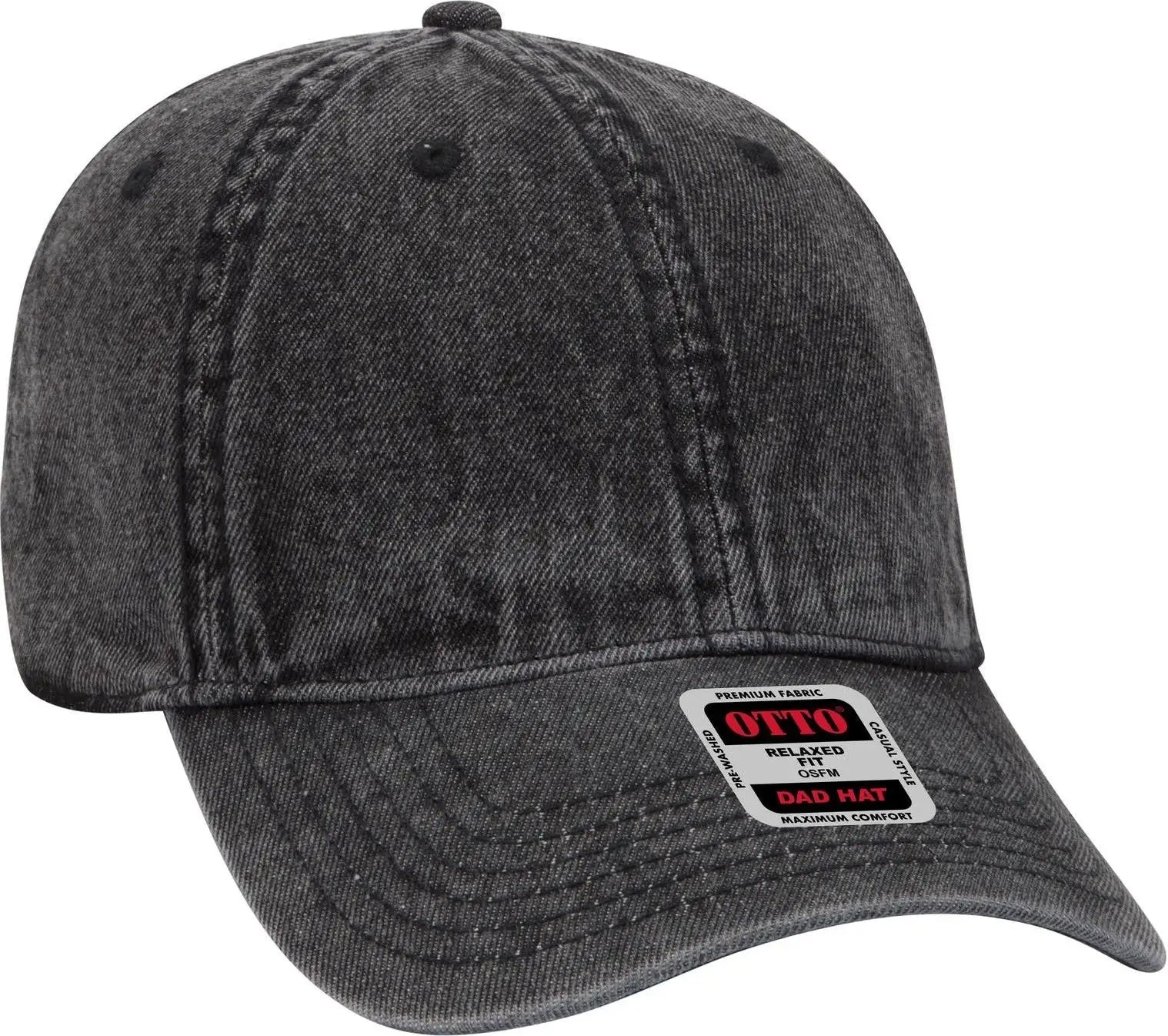 Otto 18-1249 6 Panel Low Profile Dad Cap - Black - 1/2’’ - 7 5/8’’