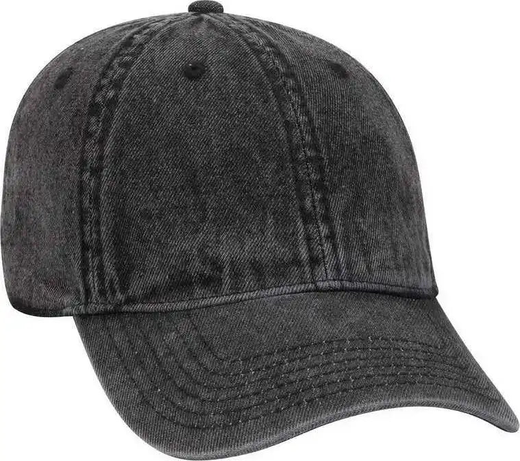 Otto 18 1249 6 Panel Low Profile Snow Washed Denim Cap Black / one Size Fits Most