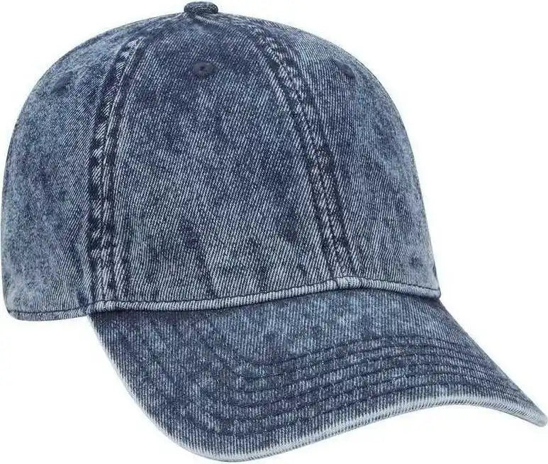 Otto 18 1249 6 Panel Low Profile Snow Washed Denim Cap Navy / one Size Fits Most
