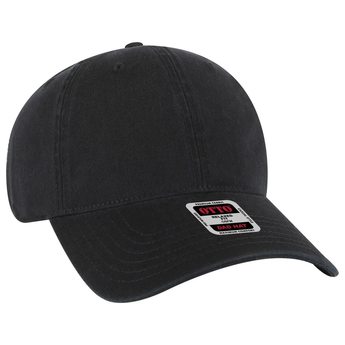 Otto 18-1322 6 Panel Low Profile Dad Cap - Black - 7 3/8’’ - 5/8’’