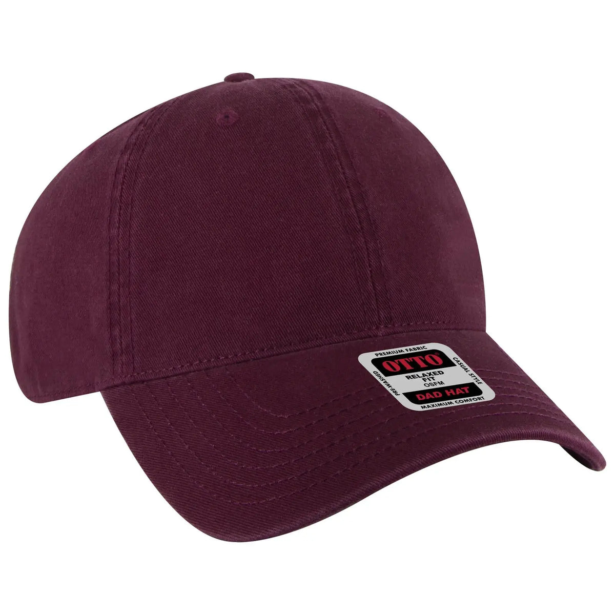 Otto 18-1322 6 Panel Low Profile Dad Cap - Maroon - 7 3/8’’ - 5/8’’