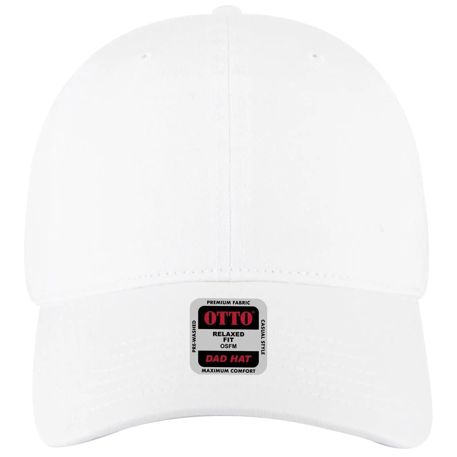 Otto 18-1322 6 Panel Low Profile Dad Cap - White - 7 3/8’’ - 5/8’’