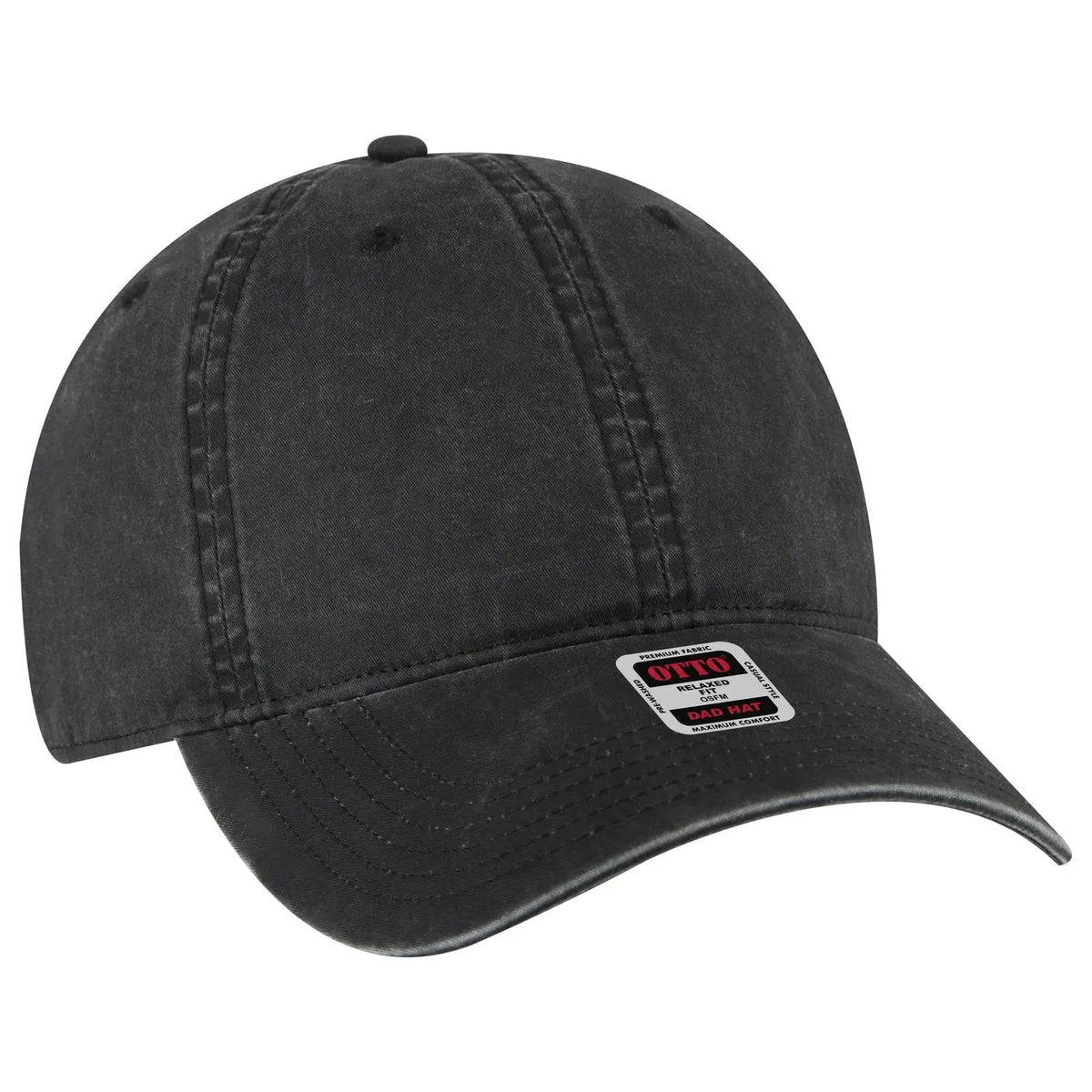 Otto 18-201 6 Panel Low Profile Dad Cap - Black - 7 3/8’’ - 5/8’’