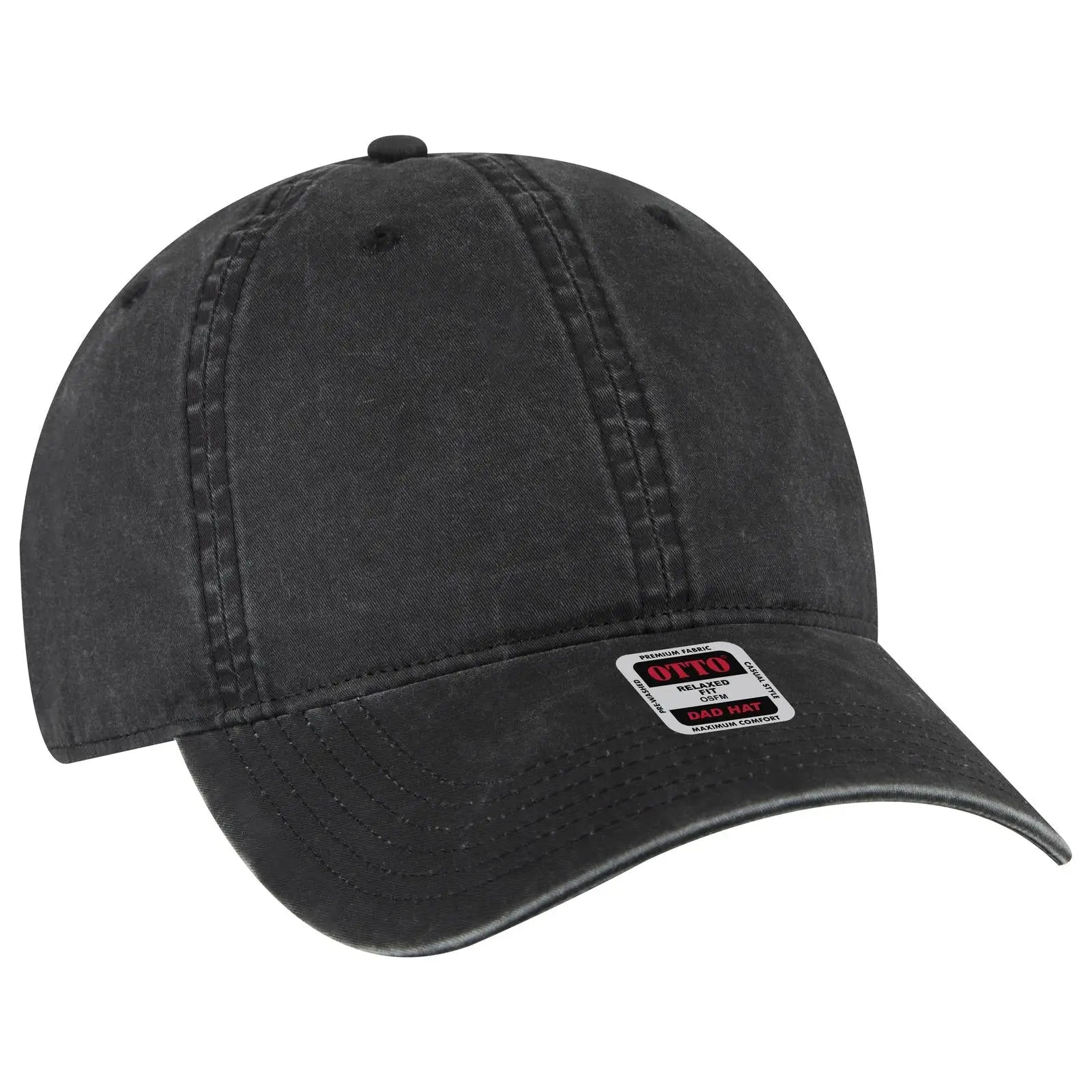 Otto 18-201 6 Panel Low Profile Dad Cap - Black - 7 3/8’’ - 5/8’’