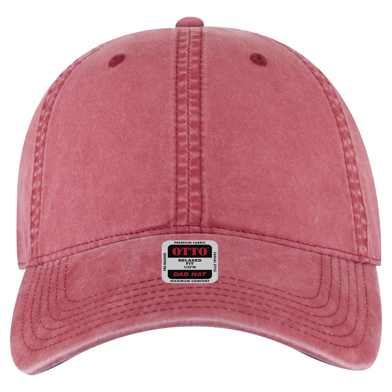 Otto 18-201 6 Panel Low Profile Dad Cap - Red - 7 3/8’’ - 5/8’’