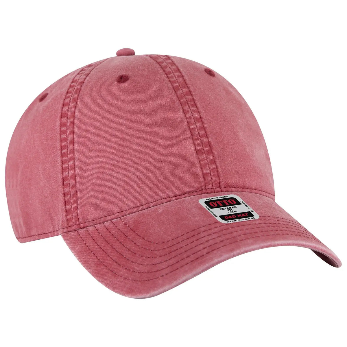 Otto 18-201 6 Panel Low Profile Dad Cap - Red - 7 3/8’’ - 5/8’’