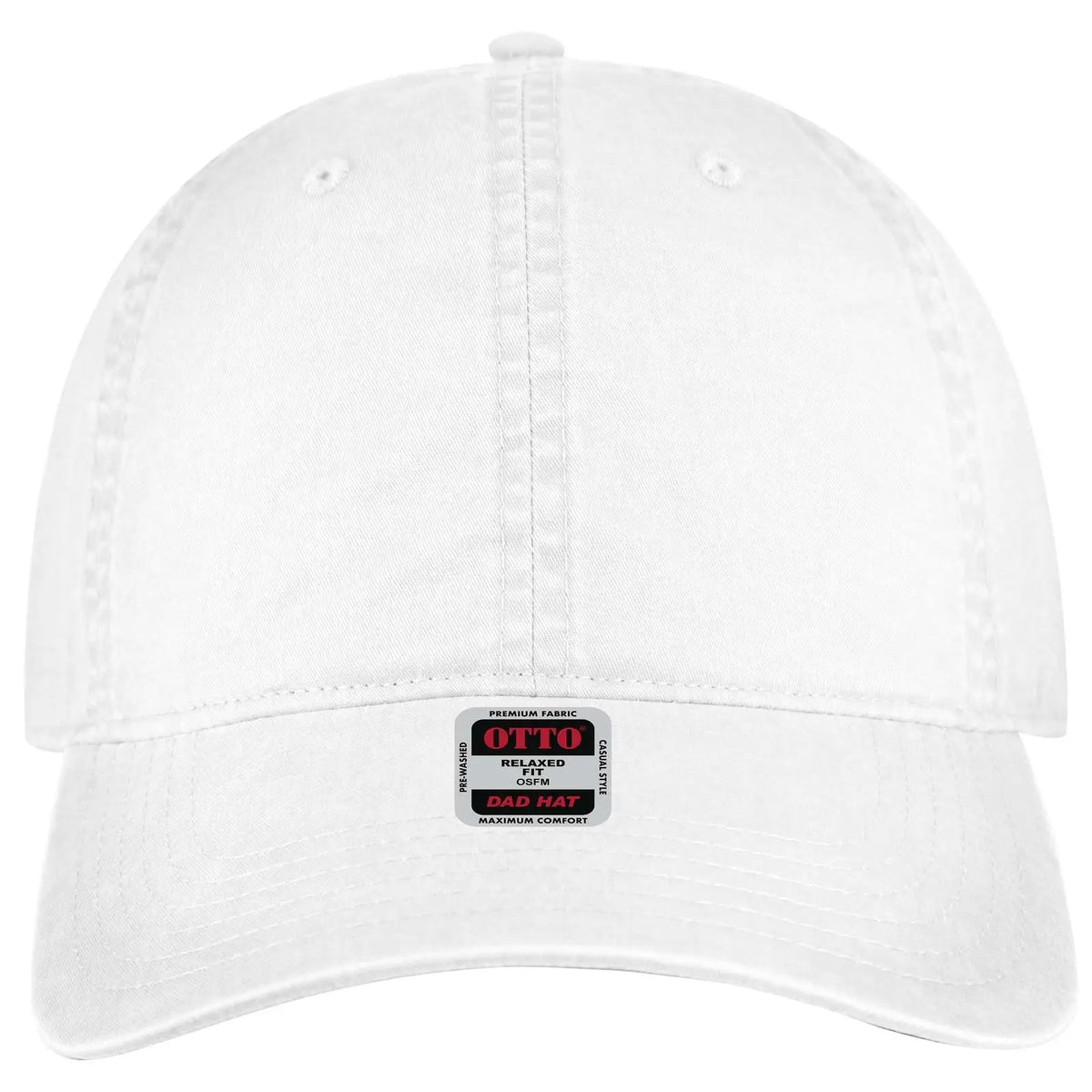 Otto 18-201 6 Panel Low Profile Dad Cap - White - 7 3/8’’ - 5/8’’