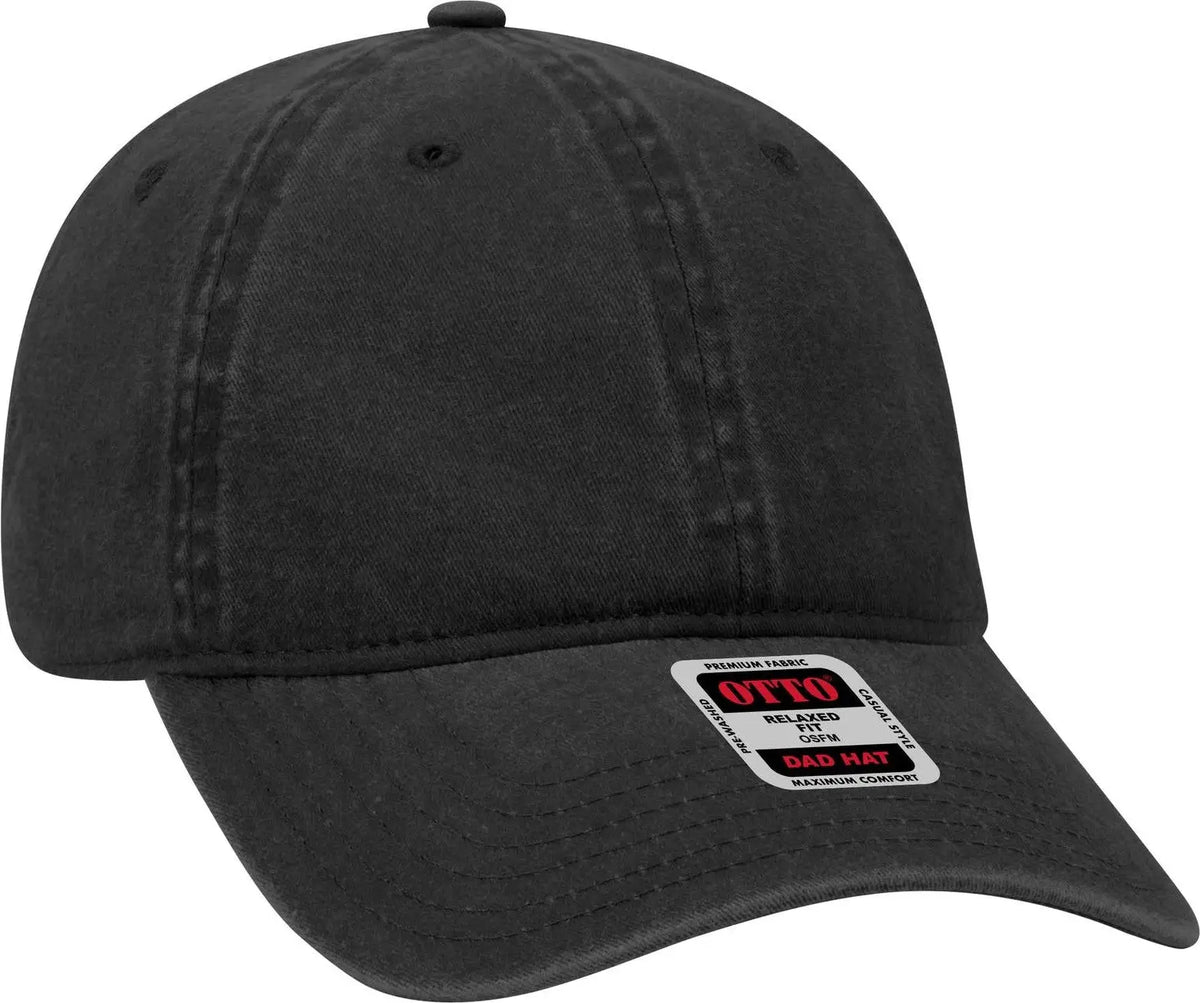 Otto 18-202 6 Panel Low Profile Dad Cap - Black - 1/2’’ - 7 5/8’’