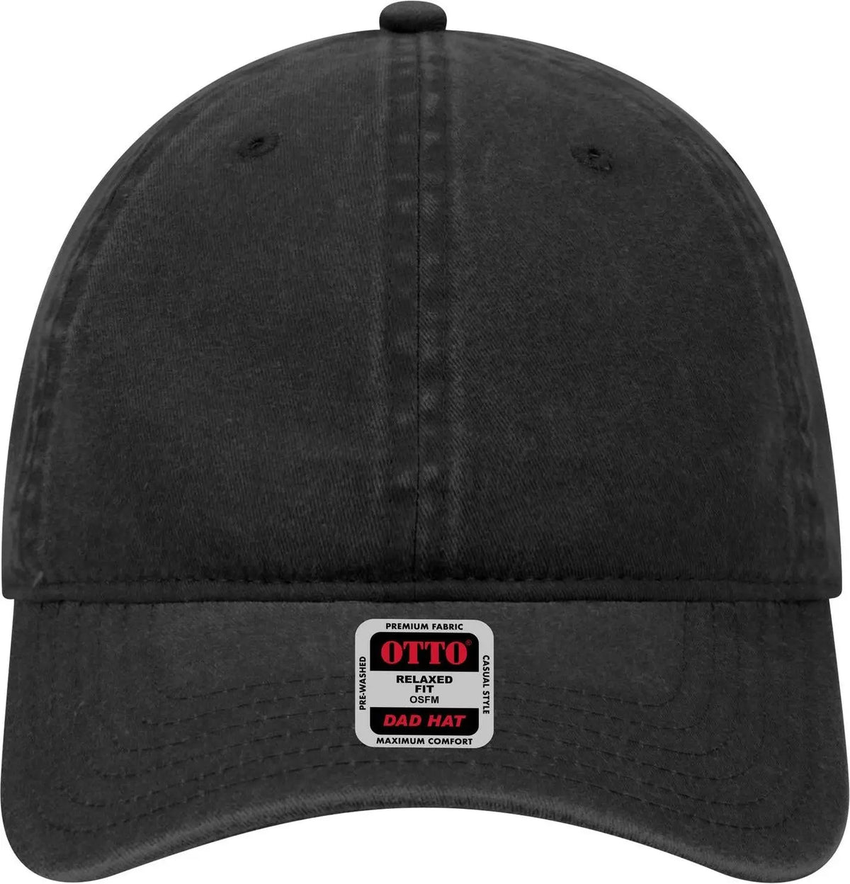 Otto 18-202 6 Panel Low Profile Dad Cap - Black - 1/2’’ - 7 5/8’’