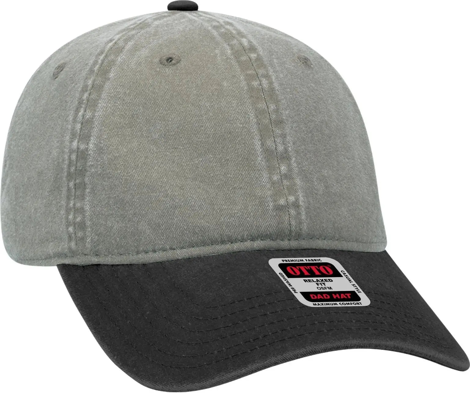 Otto 18-202 6 Panel Low Profile Dad Cap - Blk/gry - 1/2’’ - 7 5/8’’