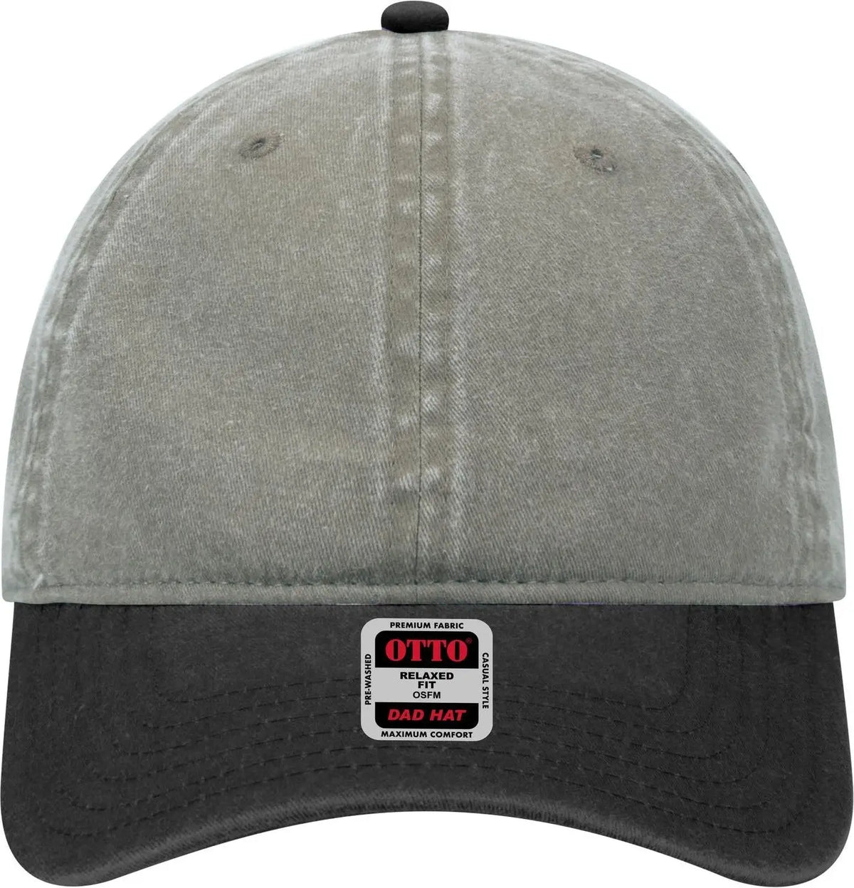 Otto 18-202 6 Panel Low Profile Dad Cap - Blk/gry - 1/2’’ - 7 5/8’’