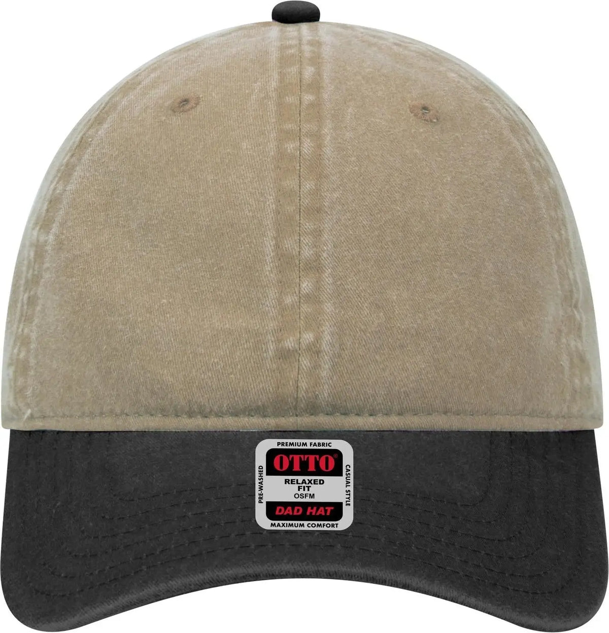 Otto 18-202 6 Panel Low Profile Dad Cap - Blk/kha - 1/2’’ - 7 5/8’’