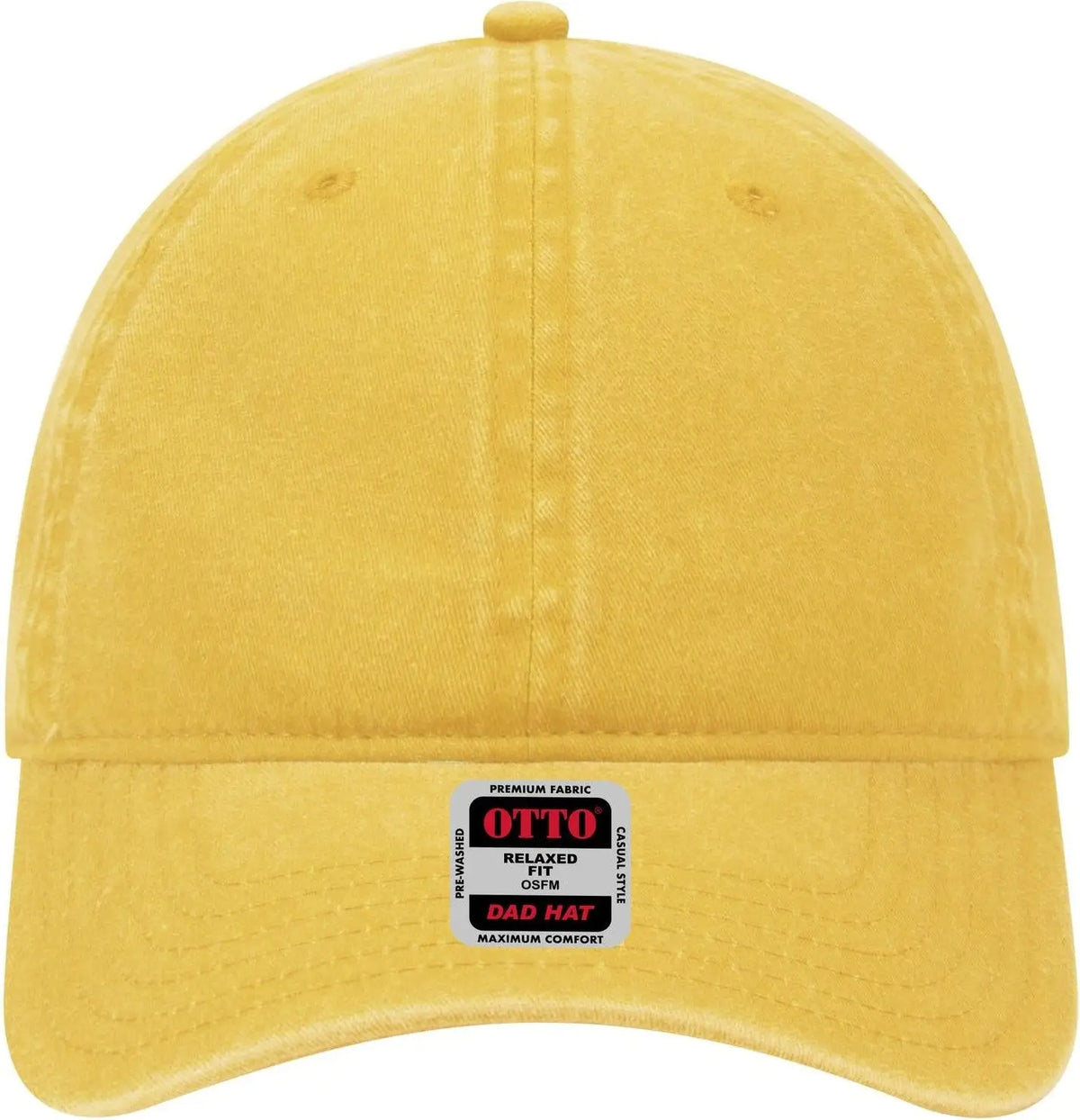 Otto 18-202 6 Panel Low Profile Dad Cap - Bright Yellow - 1/2’’ - 7 5/8’’