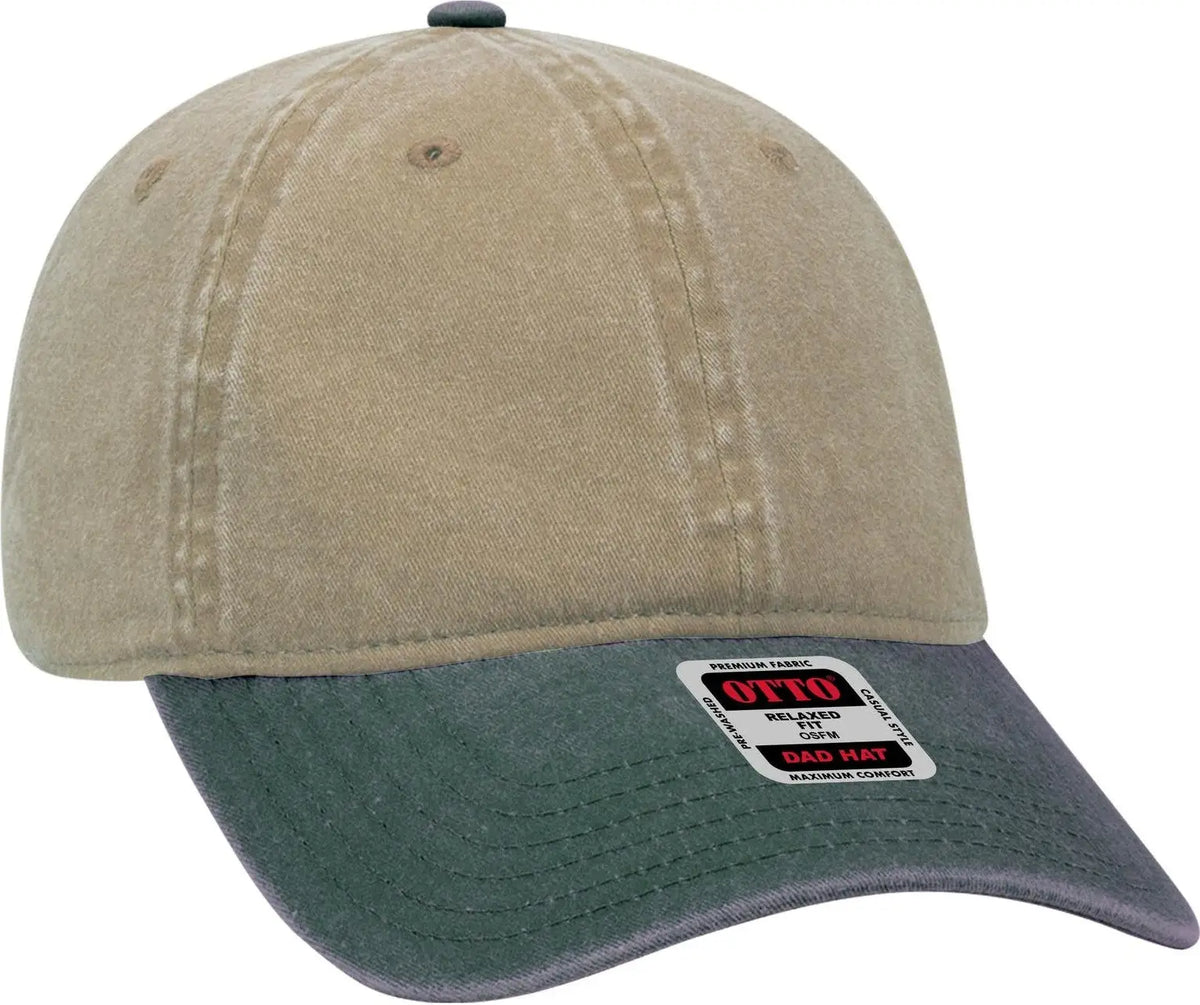 Otto 18-202 6 Panel Low Profile Dad Cap - Dk.grn/kha - 1/2’’ - 7 5/8’’