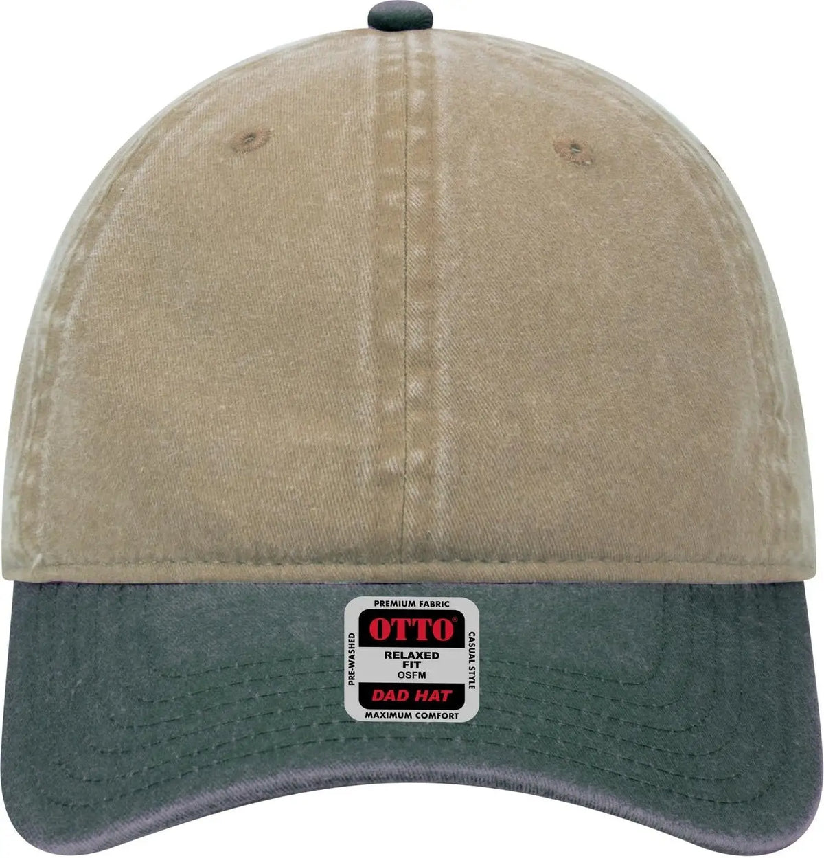 Otto 18-202 6 Panel Low Profile Dad Cap - Dk.grn/kha - 1/2’’ - 7 5/8’’