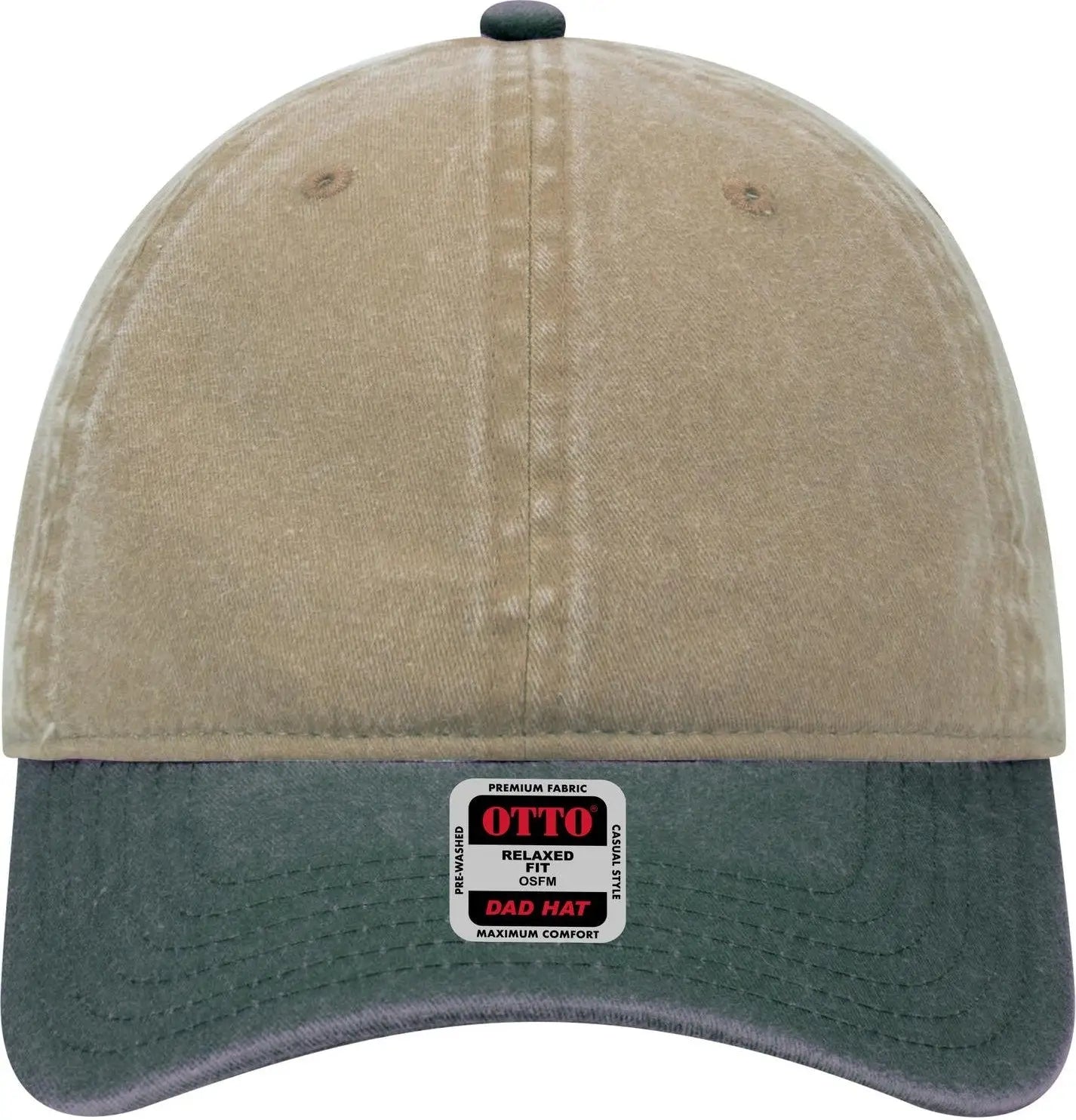 Otto 18-202 6 Panel Low Profile Dad Cap - Dk.grn/kha - 1/2’’ - 7 5/8’’