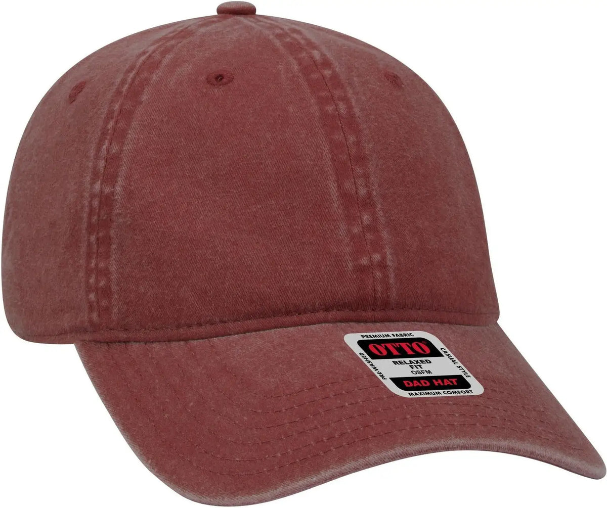 Otto 18-202 6 Panel Low Profile Dad Cap - Maroon - 1/2’’ - 7 5/8’’