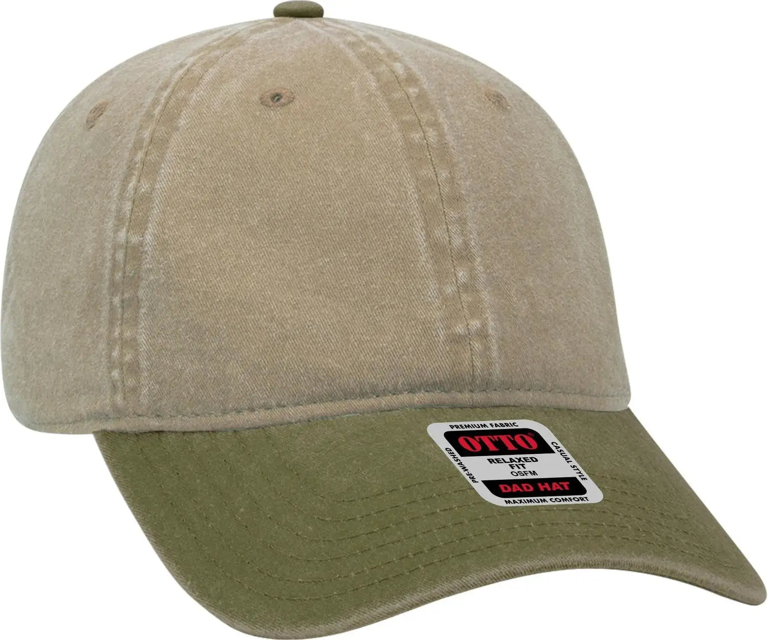 Otto 18-202 6 Panel Low Profile Dad Cap - Ol.grn/kha - 1/2’’ - 7 5/8’’
