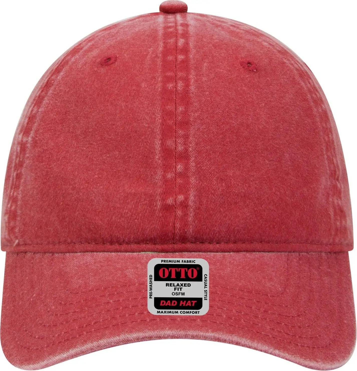 Otto 18-202 6 Panel Low Profile Dad Cap - Red - 1/2’’ - 7 5/8’’