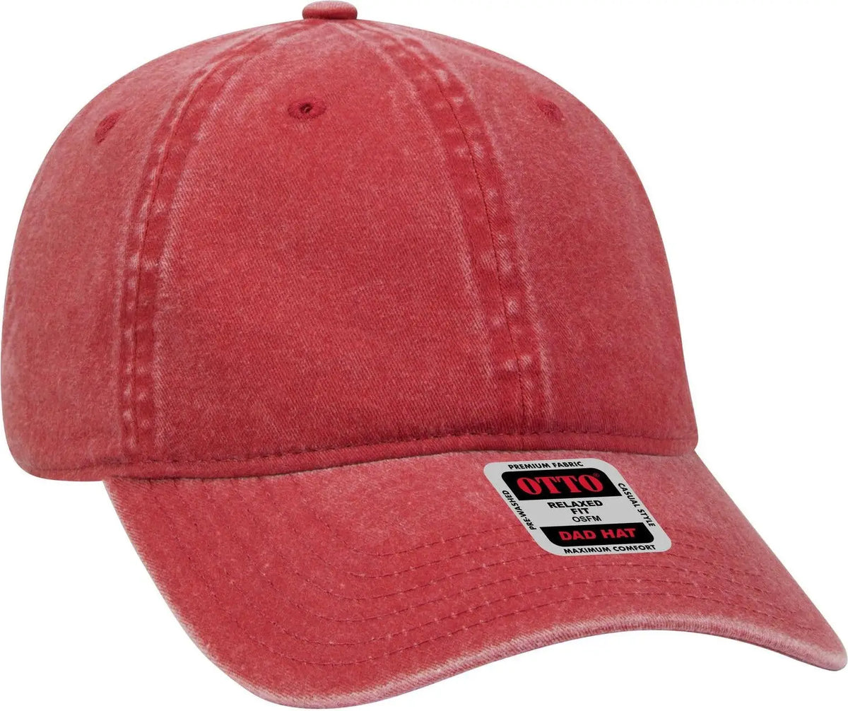 Otto 18-202 6 Panel Low Profile Dad Cap - Red - 1/2’’ - 7 5/8’’