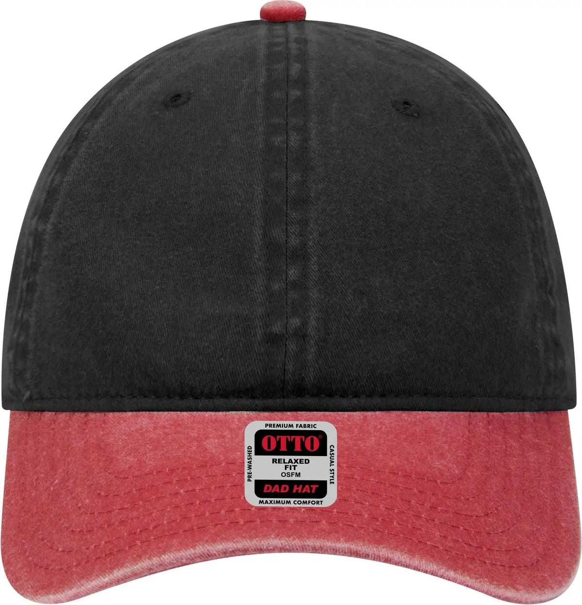 Otto 18-202 6 Panel Low Profile Dad Cap - Red/blk - 1/2’’ - 7 5/8’’