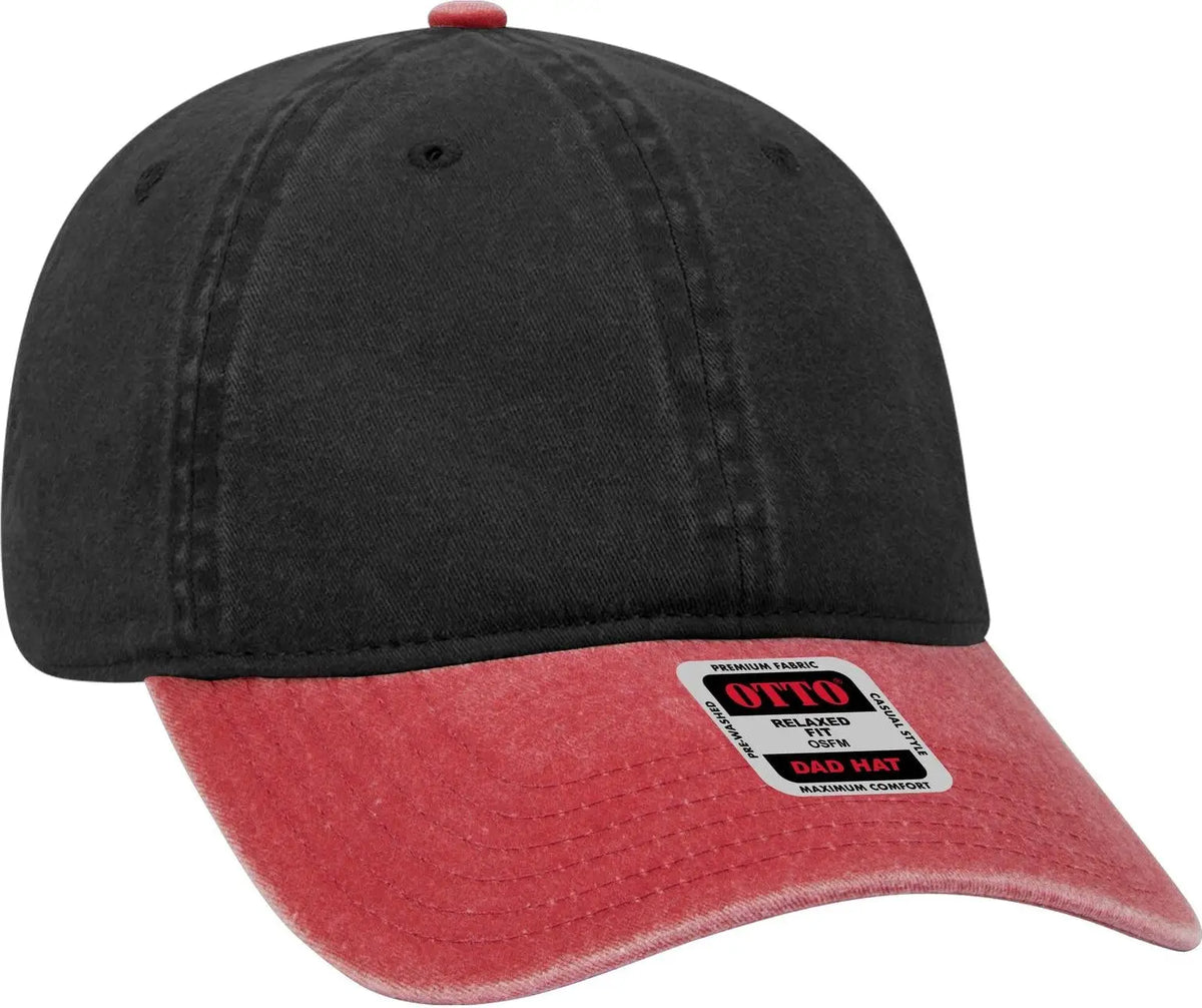 Otto 18-202 6 Panel Low Profile Dad Cap - Red/blk - 1/2’’ - 7 5/8’’