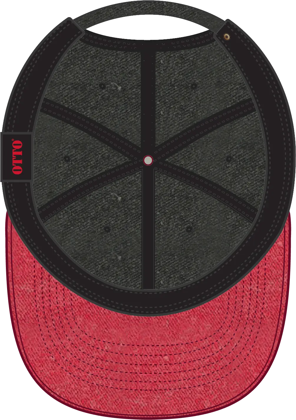 Otto 18-202 6 Panel Low Profile Dad Cap - Red/blk - 1/2’’ - 7 5/8’’