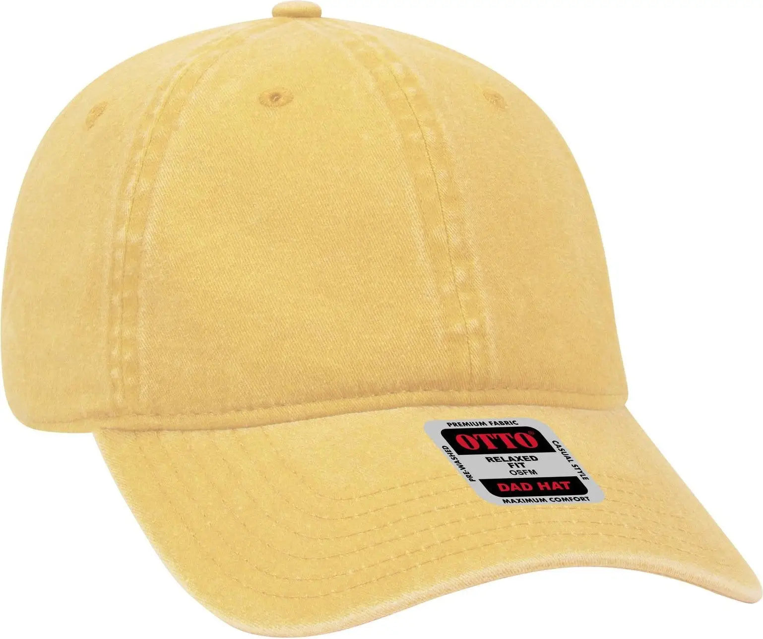 Otto 18-202 6 Panel Low Profile Dad Cap - Yellow - 1/2’’ - 7 5/8’’
