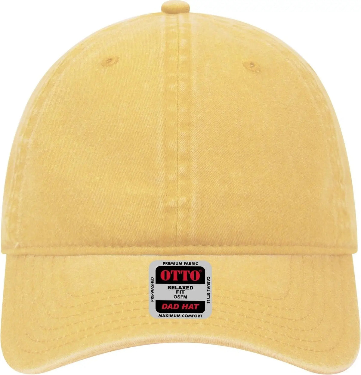 Otto 18-202 6 Panel Low Profile Dad Cap - Yellow - 1/2’’ - 7 5/8’’