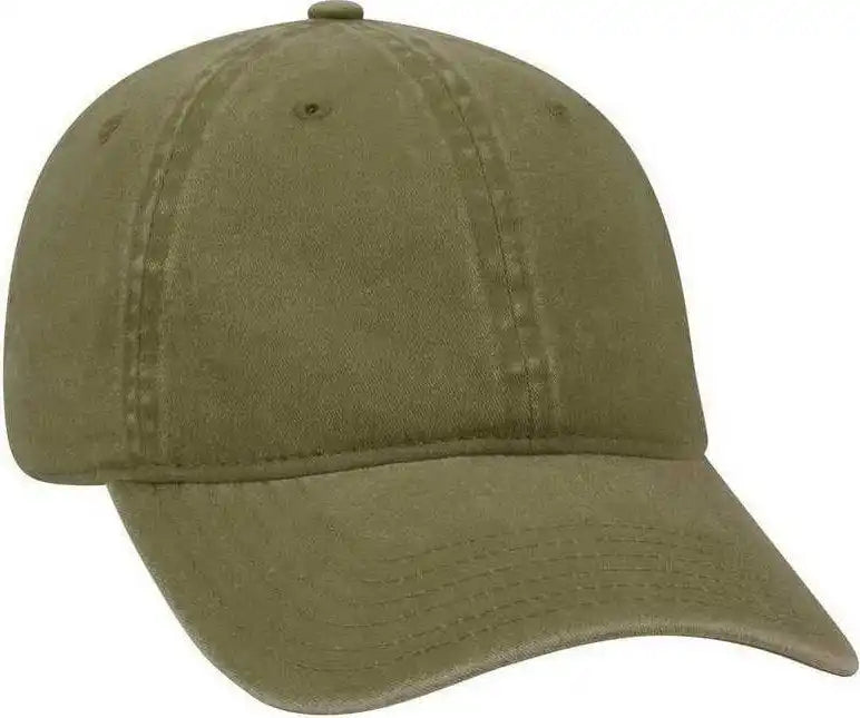 Otto 18-202 Washed Pigment Dyed Cotton Twill Low Profile Pro Style Unstructured Soft Crown Cap - Olive Green - one Size