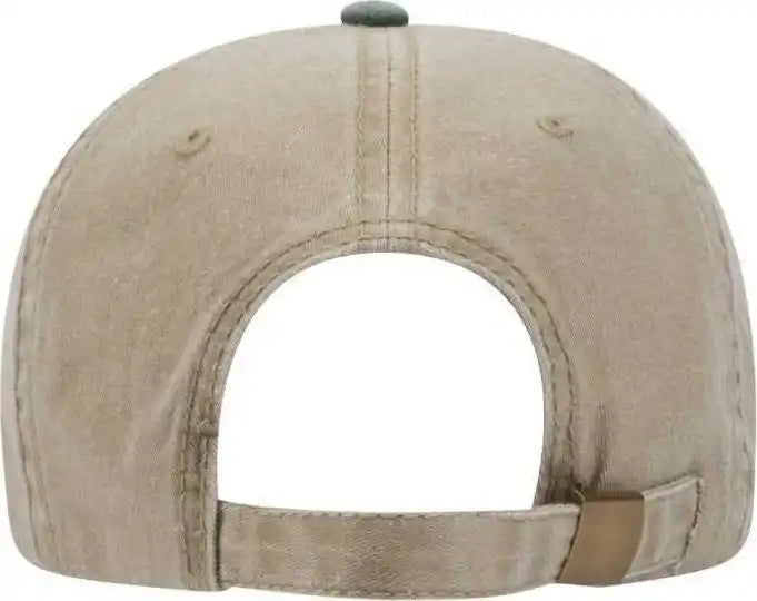 Otto 18-202 Washed Pigment Dyed Cotton Twill Low Profile Pro Style Unstructured Soft Crown Cap - Dark Green Khaki